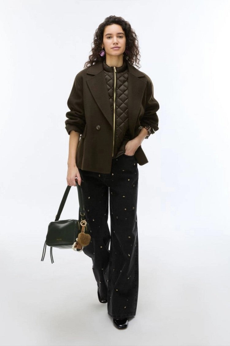 I Blues Dark Brown Short Double-Breasted Jacket