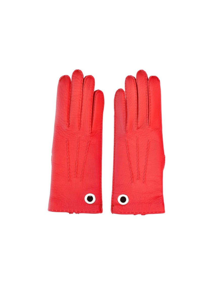 Ami Paris Blue Leather Silver Ring Gloves
