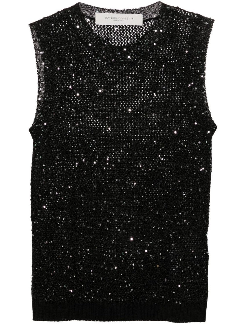 Golden Goose Sleeveless Black Knitted Top