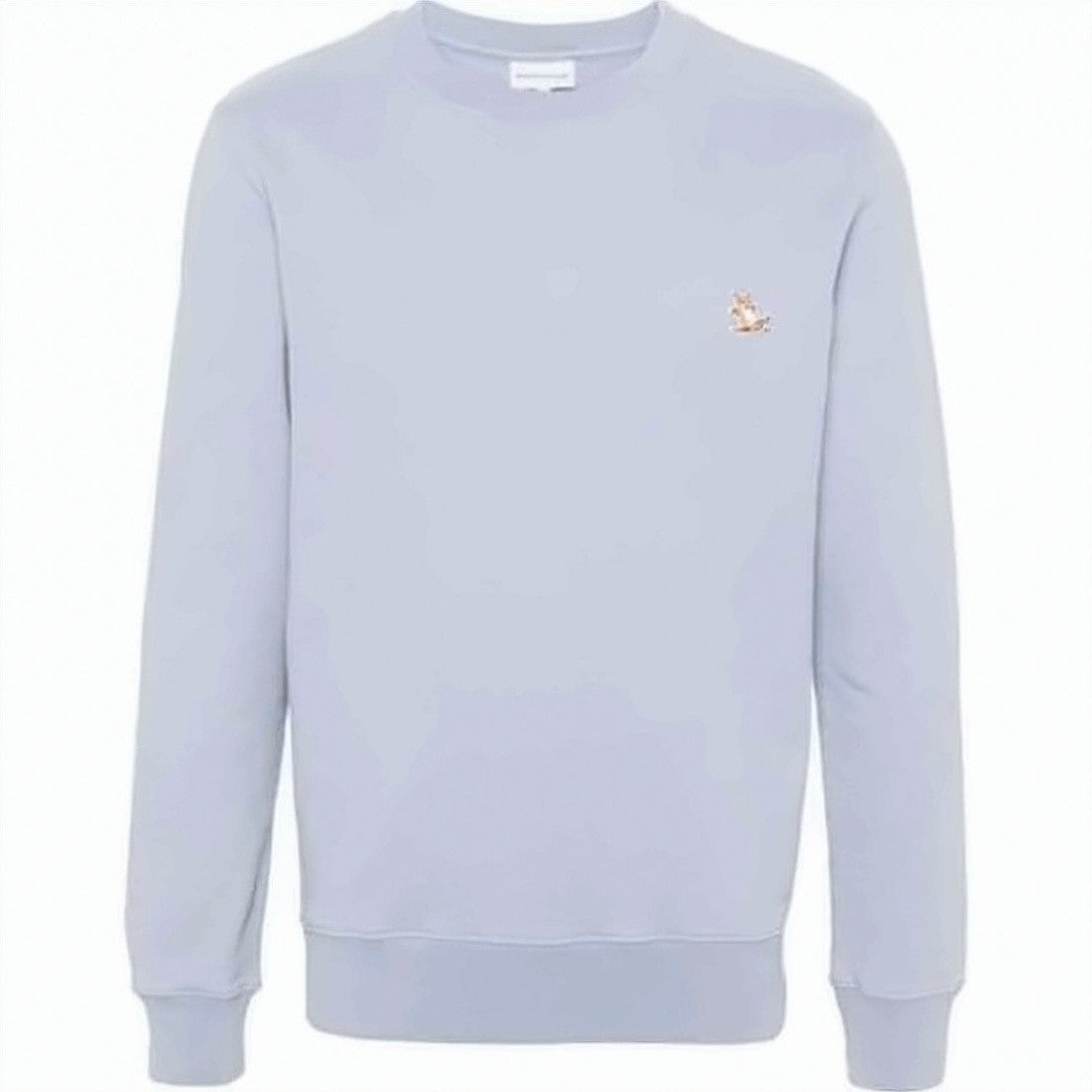 Maison Kitsuné Regular Fit Light Blue Sweatshirt With Embroidered Fox Patch