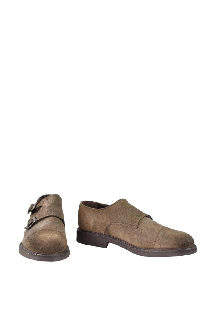 Roy Job S Taupe Suede Leather Monk Shoes