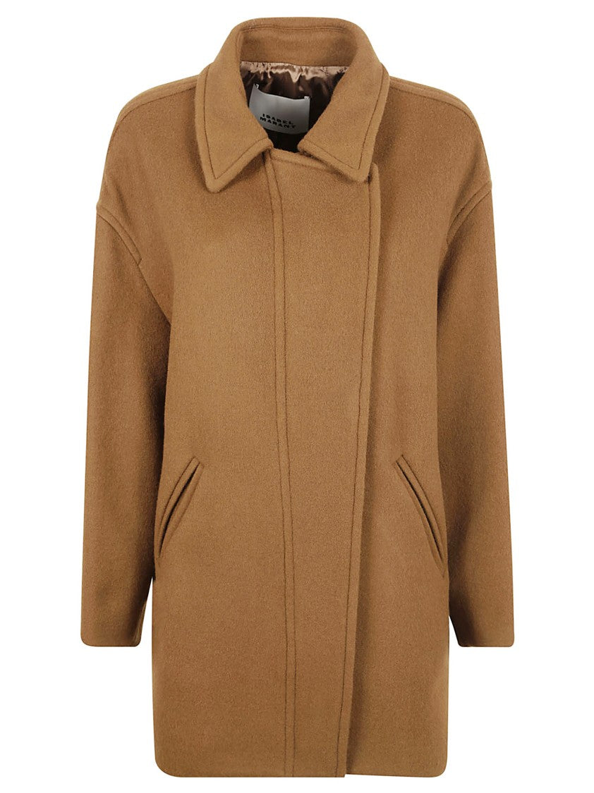 Isabel Marant Brown High Collar Coat With Relaxed Silhouette