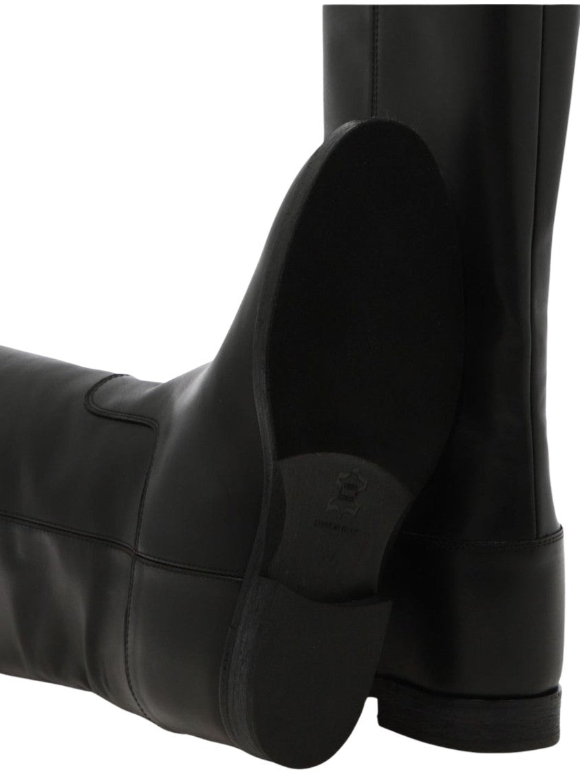 Via Roma 15 Black Gold-Tone Logo Plaque Saint Barth Boots