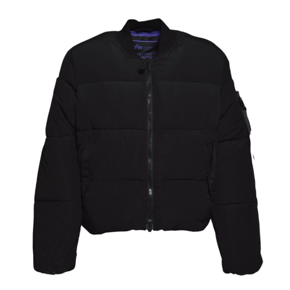 Alpha Industries Cropped Bomber-Style Ma-1 Puffer Jacket With Utility Pocket