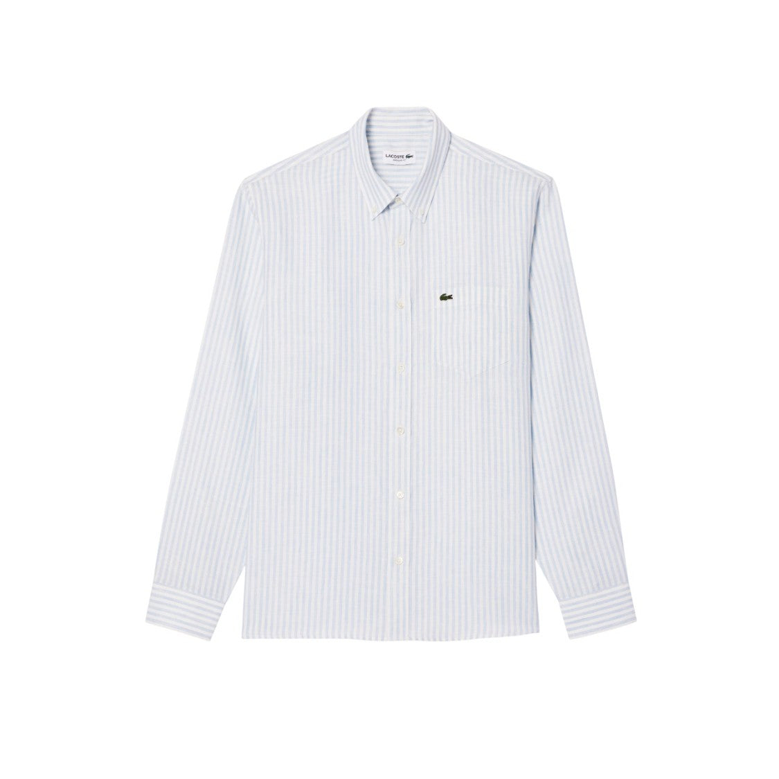 Lacoste Striped Linen Mother-Of-Pearl Button Shirt