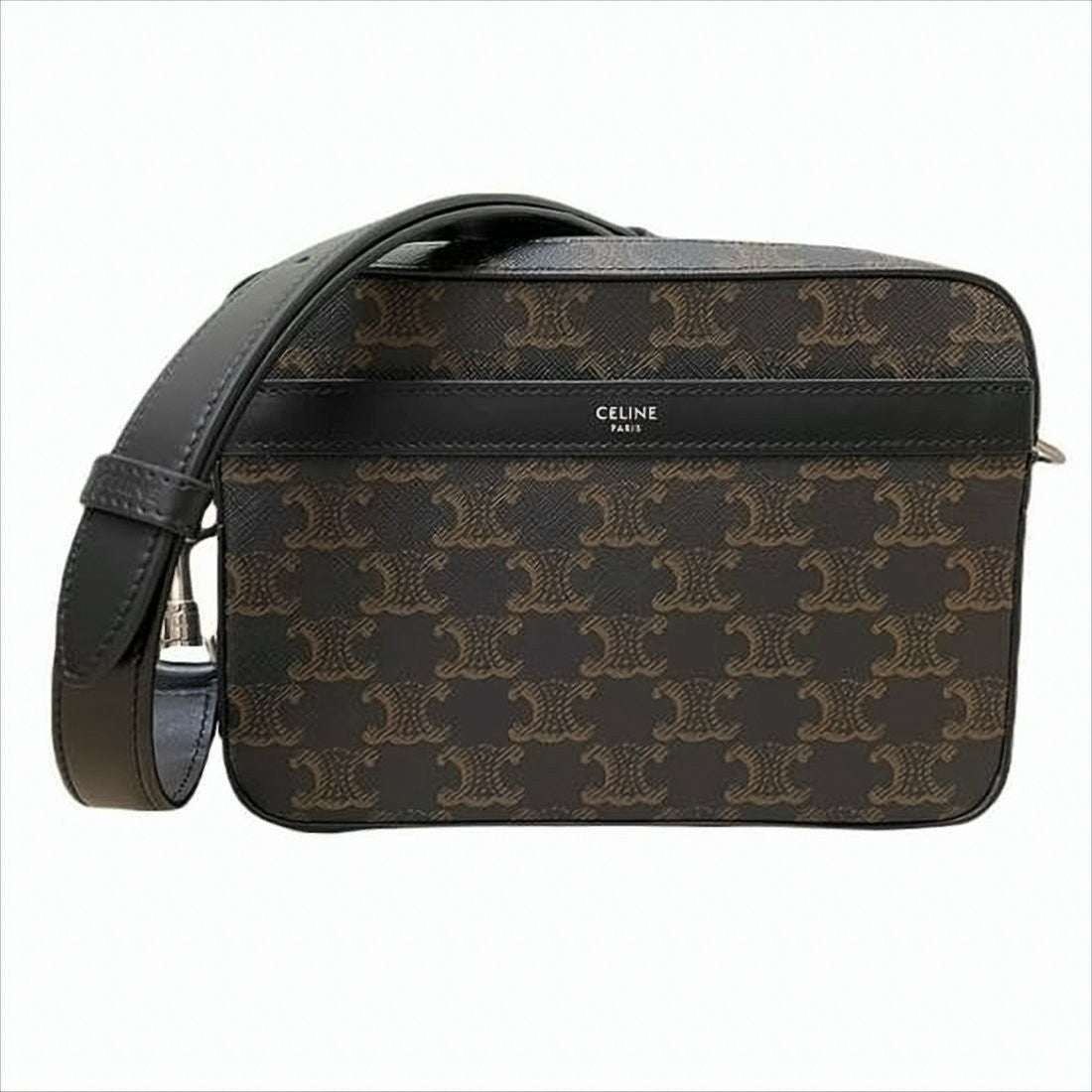 Celine Compact Rectangular Shoulder Bag With Logo Pattern And Calf Leather Accents