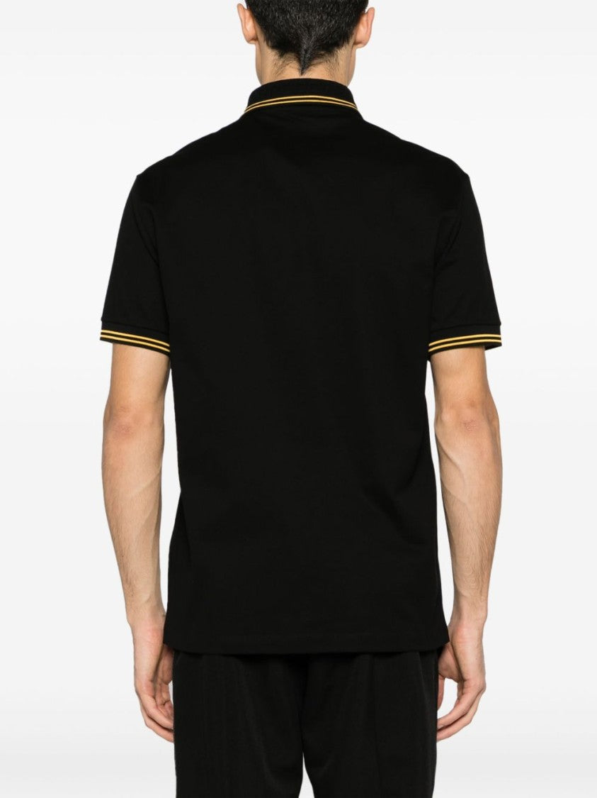 Versace Medusa Head Motif Black Piqué Polo Shirt