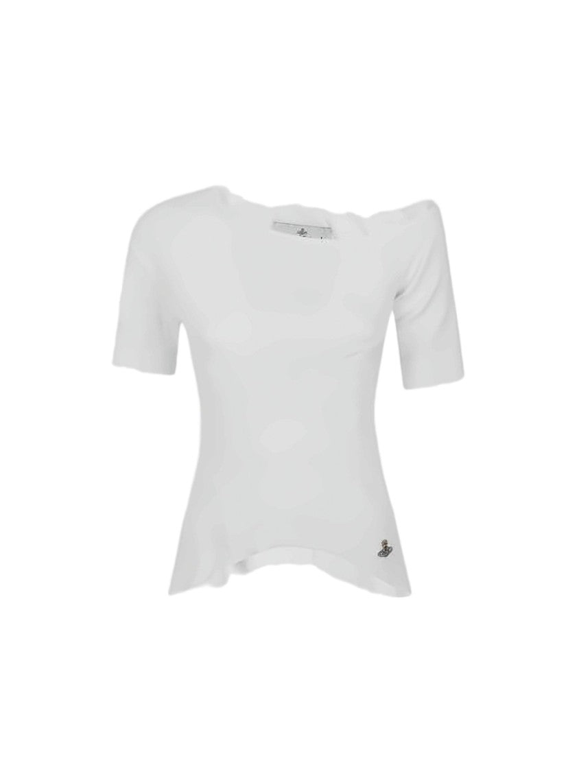 Vivienne Westwood Fitted White Short-Sleeve Top With Embroidered Emblem