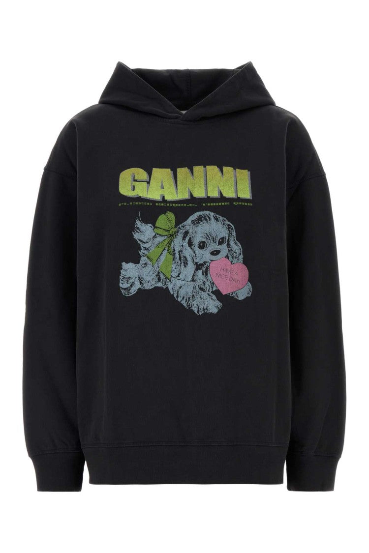 Ganni Graphite Cotton Sweatshirt