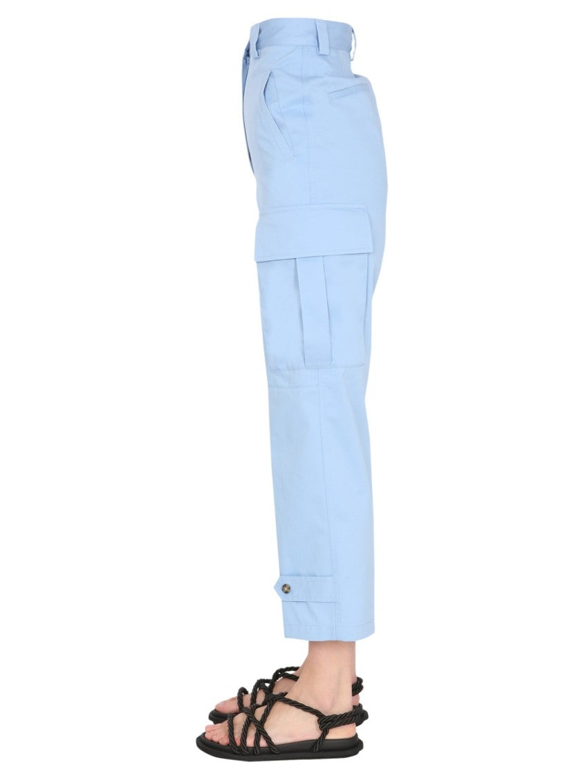 Msgm Cropped Cargo Pants With Buttoned Hem