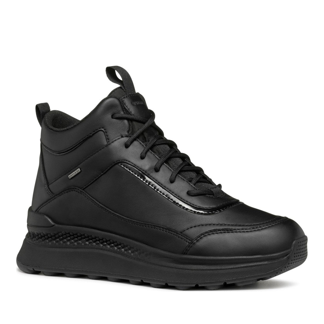Geox Spherica Actif Black Flat Lace-Up Leather Boots