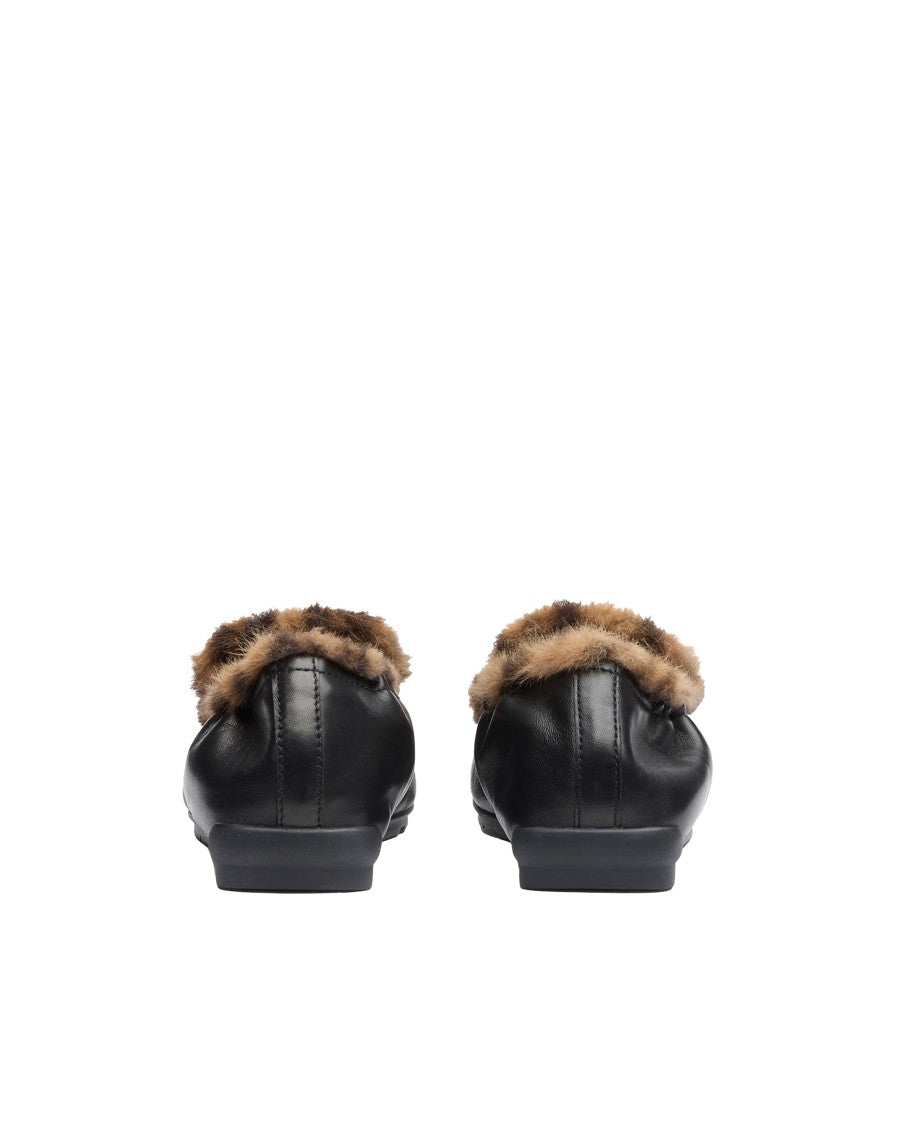 Ash Black Barkley Leather Faux Fur Lining Loafers
