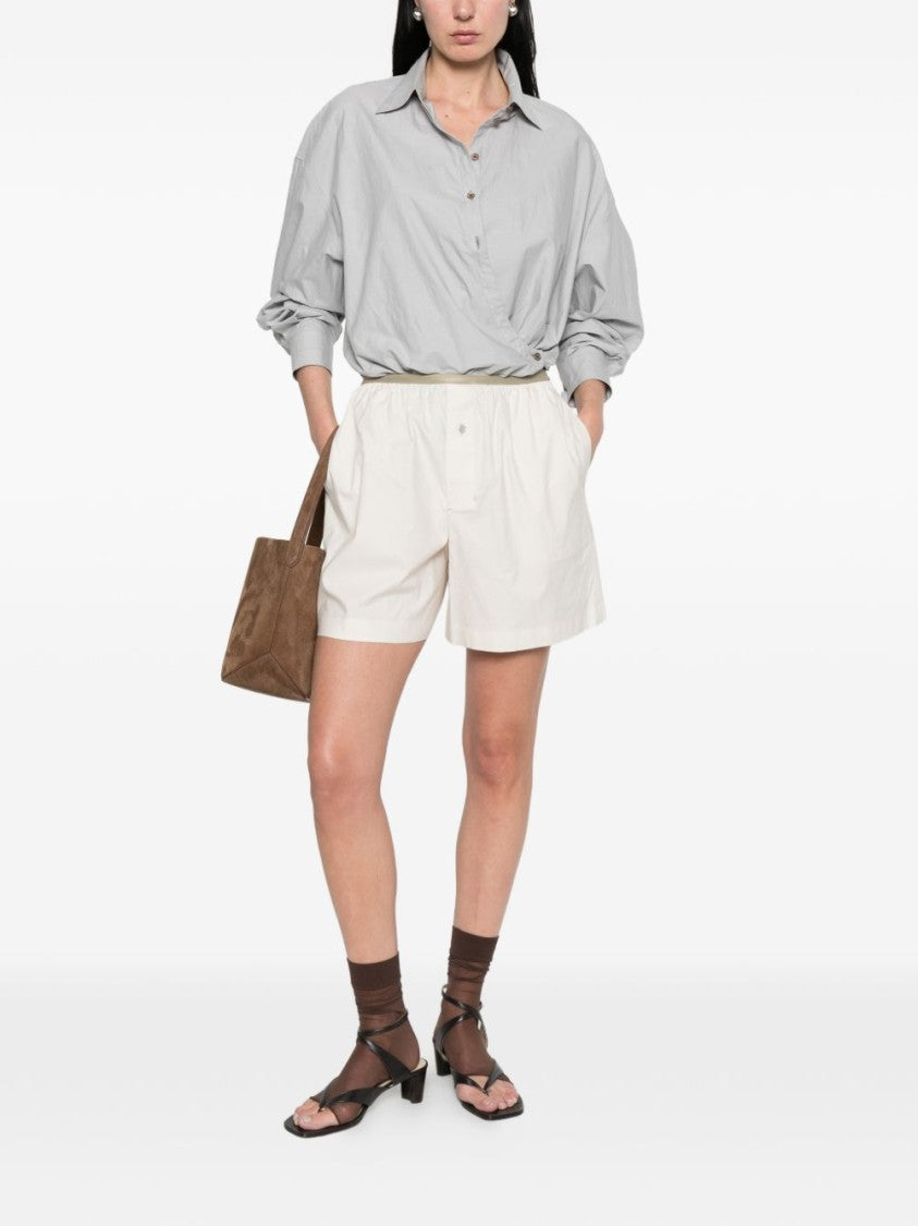 Lemaire White Minimalistic Contrast Trim Shorts