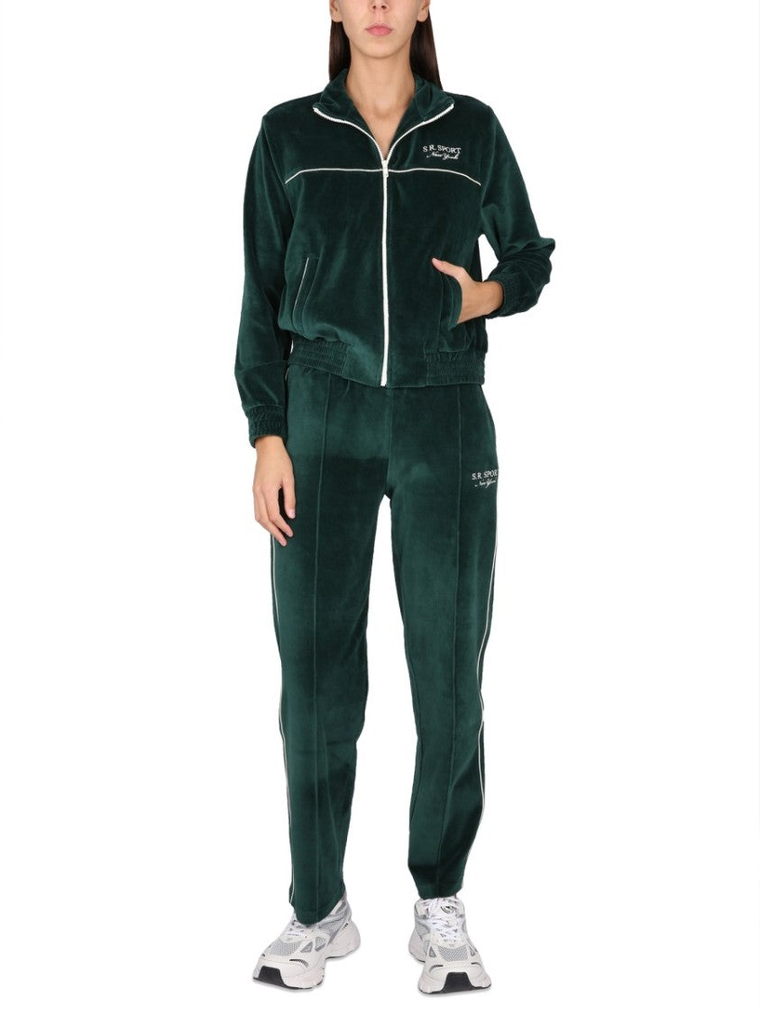 Sporty And Rich Full-Zip Sweatshirt With Plush Texture