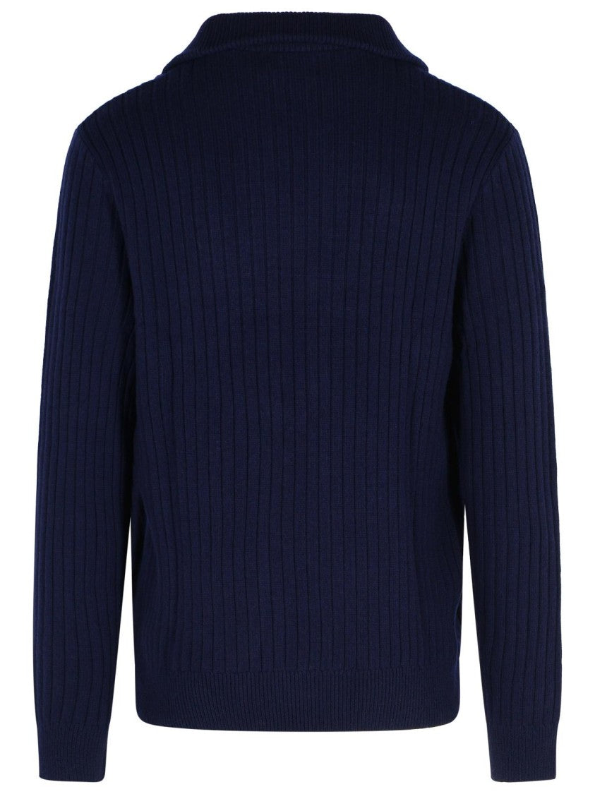 Polo Ralph Lauren Navy Wool And Cotton Sweater