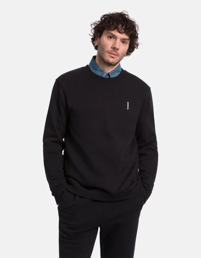 Dondup Classic Black Crewneck Sweatshirt With Subtle Logo Detail
