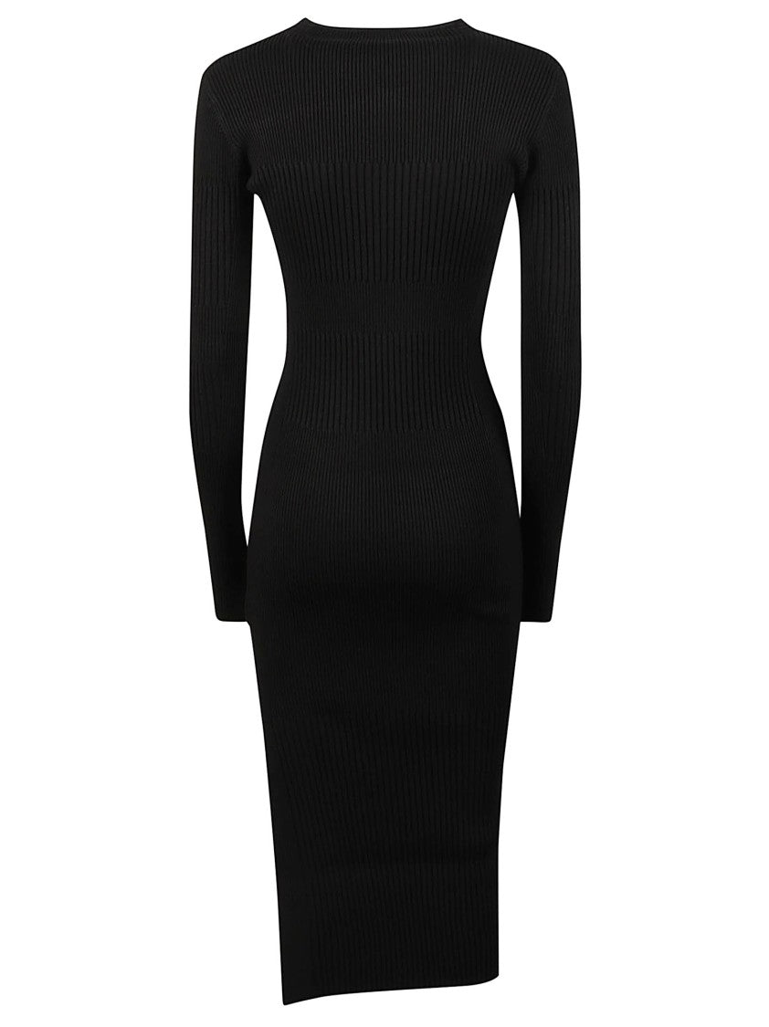 Patrizia Pepe Ribbed Long-Sleeve Viscose-Blend Midi Dress