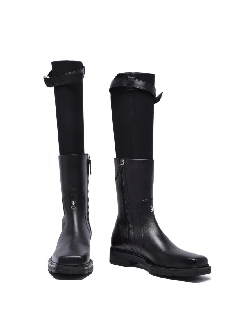 Patrizia Pepe Black Leather Rubber Women's Leather Ankle Boot