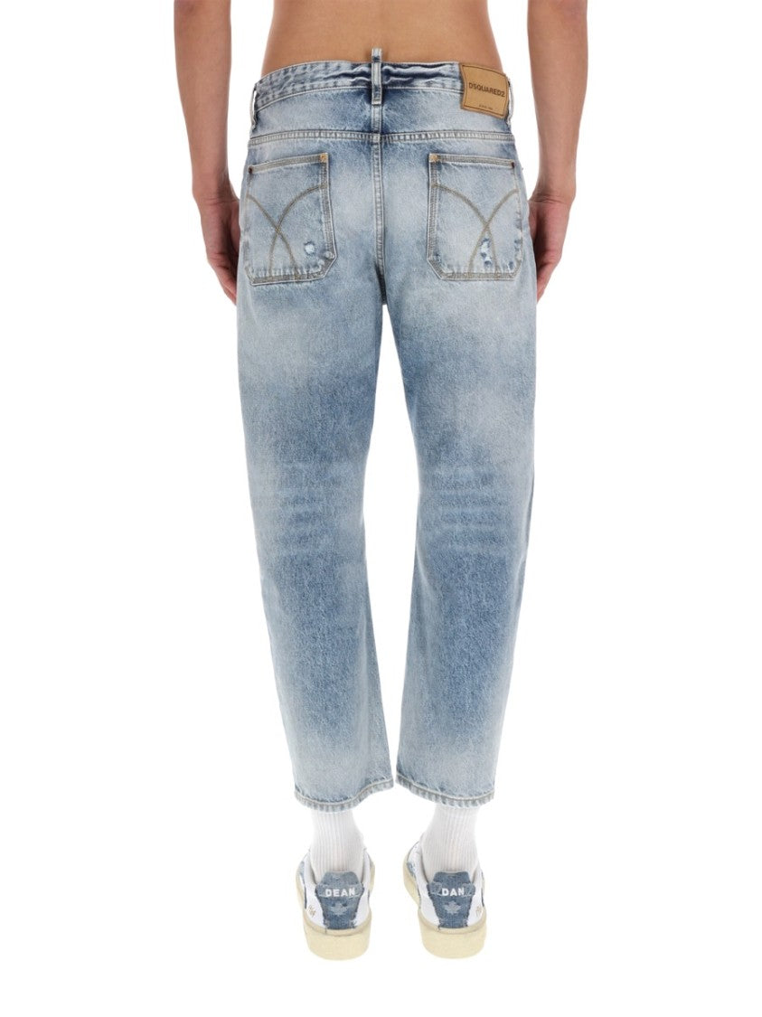 Dsquared2 Light Blue Washed Cotton Jeans