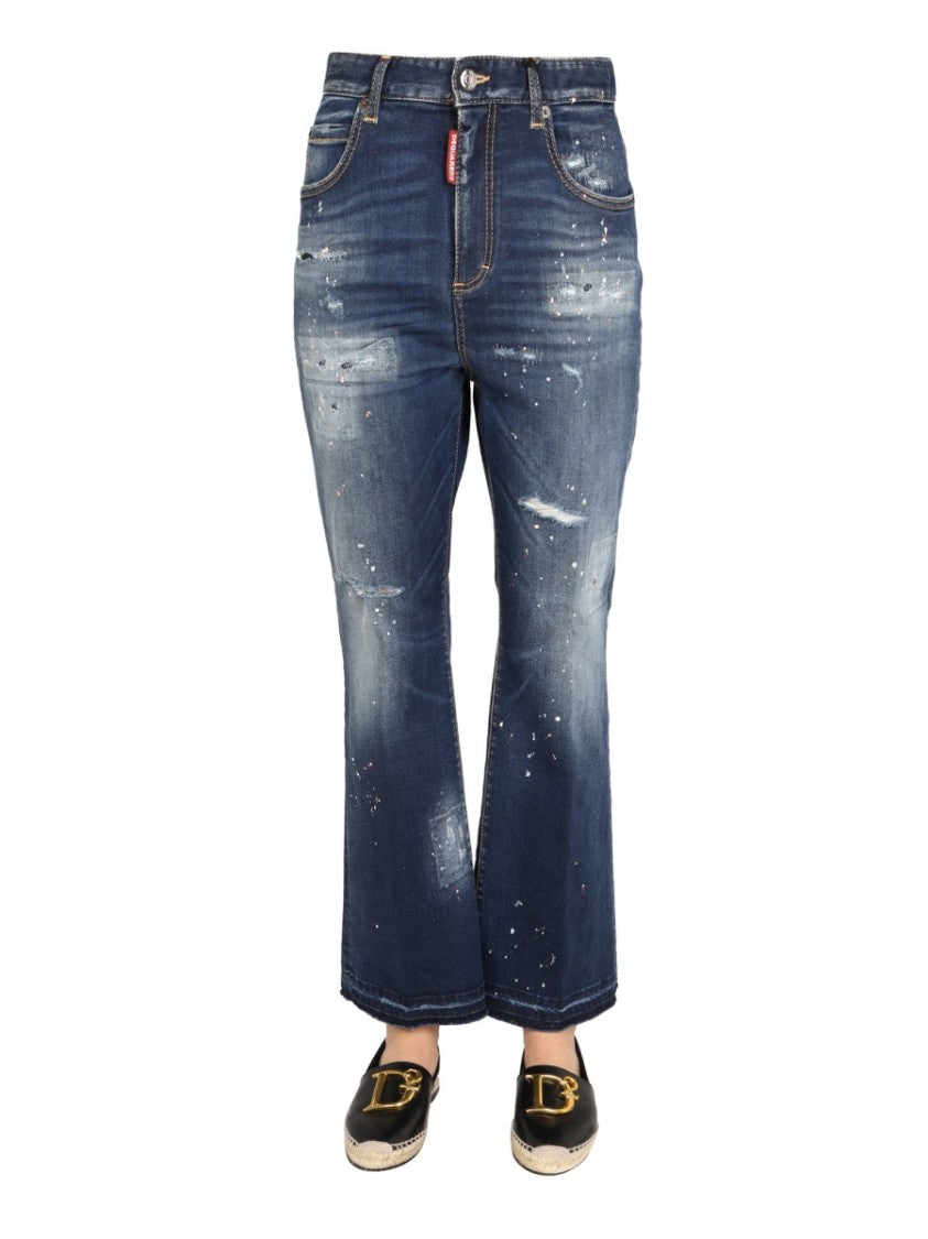 Dsquared2 High-Waisted Wide-Leg Denim Jeans