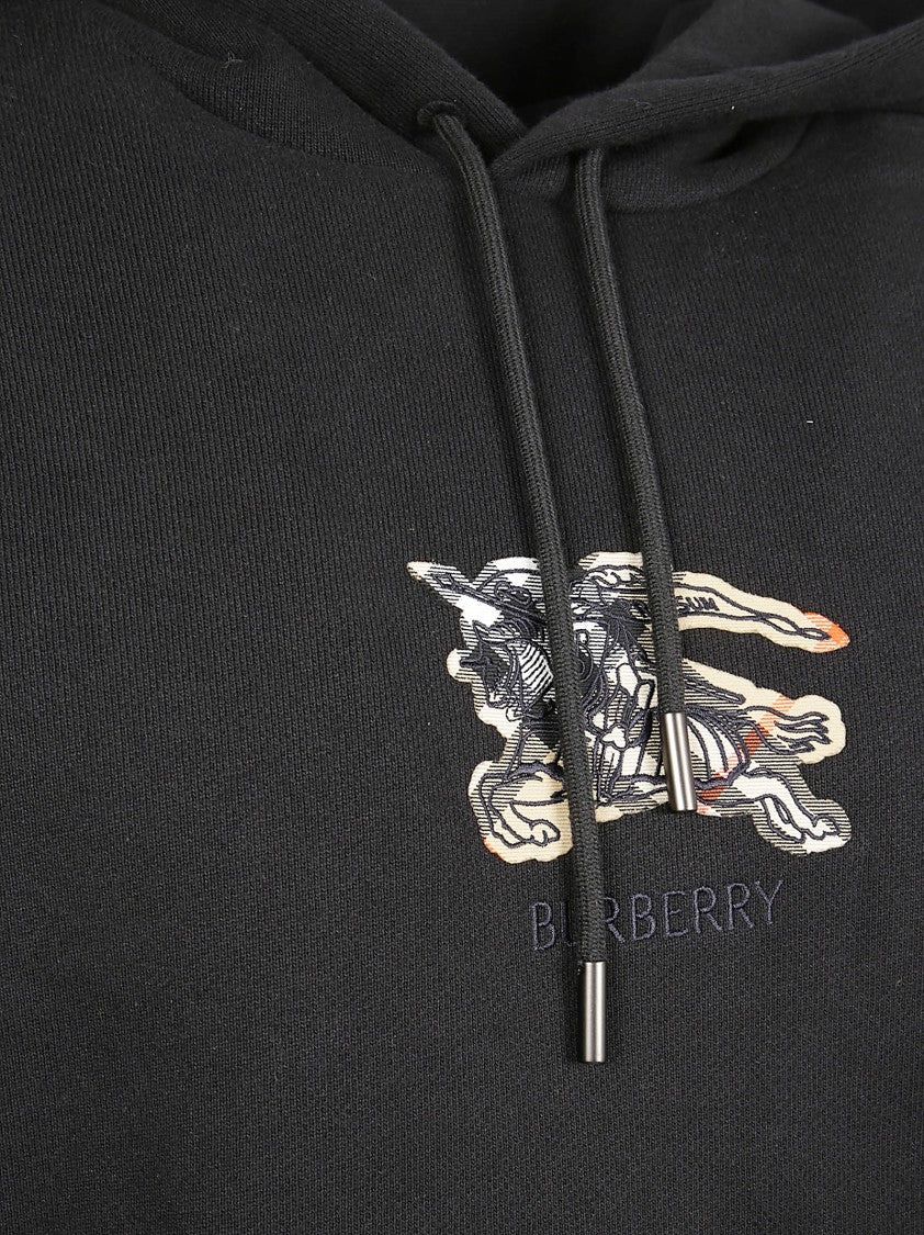 Burberry Tonal Embroidered Black Cotton Sweatshirt
