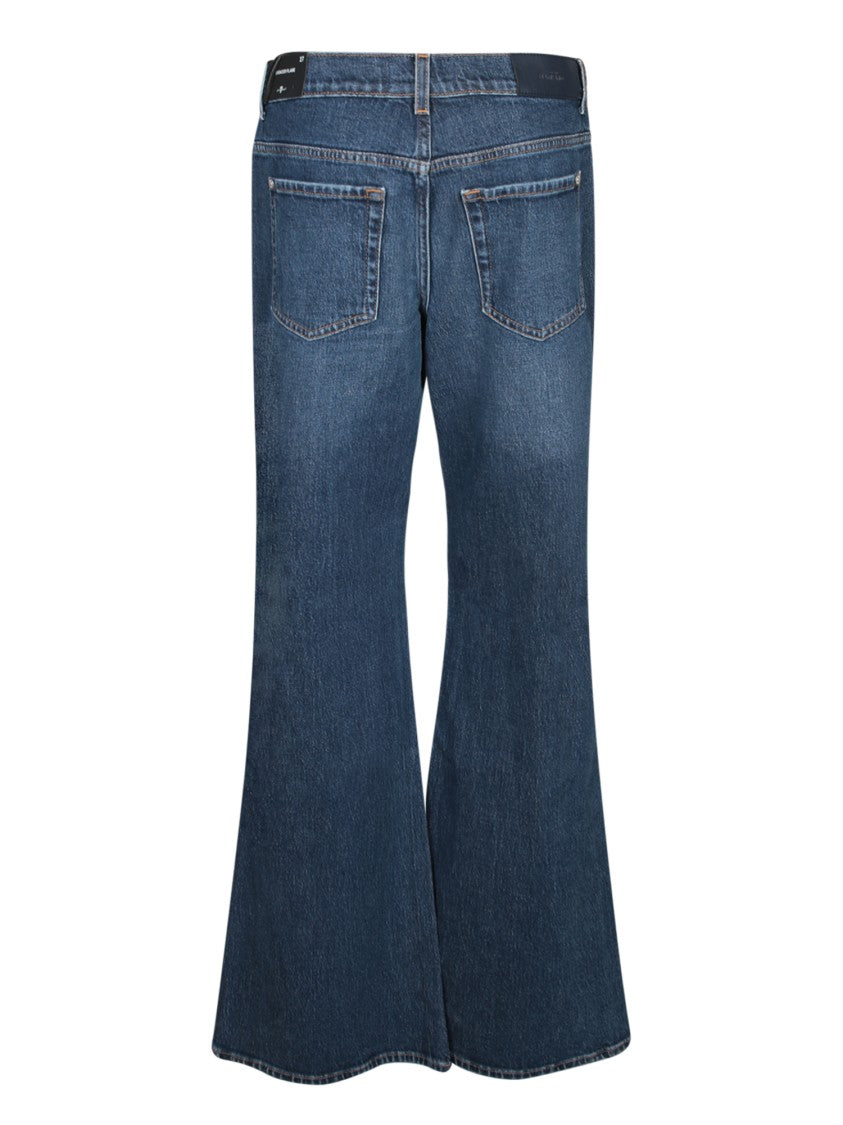 7 For All Mankind Flare Blue Jeans With Metallic Accents
