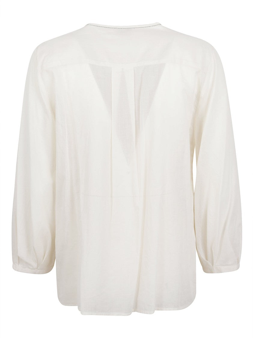 Peserico Lightweight White Shirt With Pintuck Pleats And Puff Sleeves