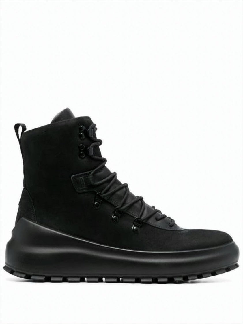 Stone Island High-Top Leather Boots With Design And Elevated Sole