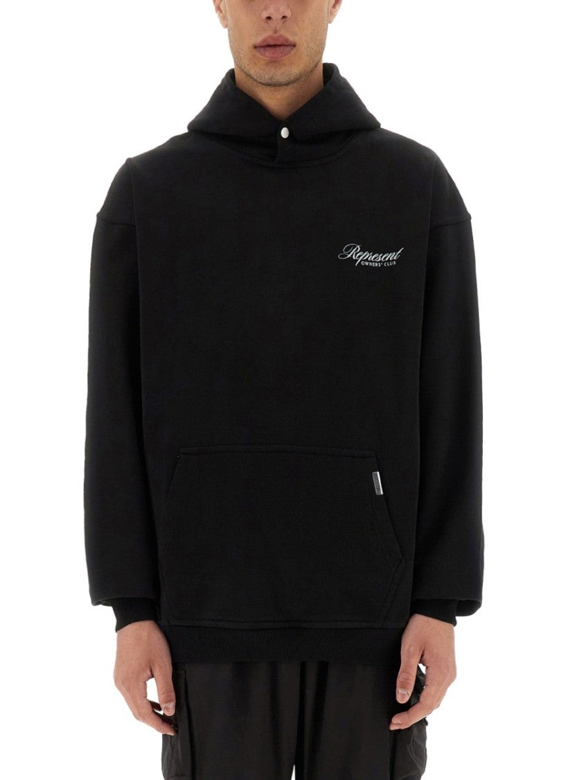 Represent Relaxed-Fit Black Hoodie With Kangaroo Pocket
