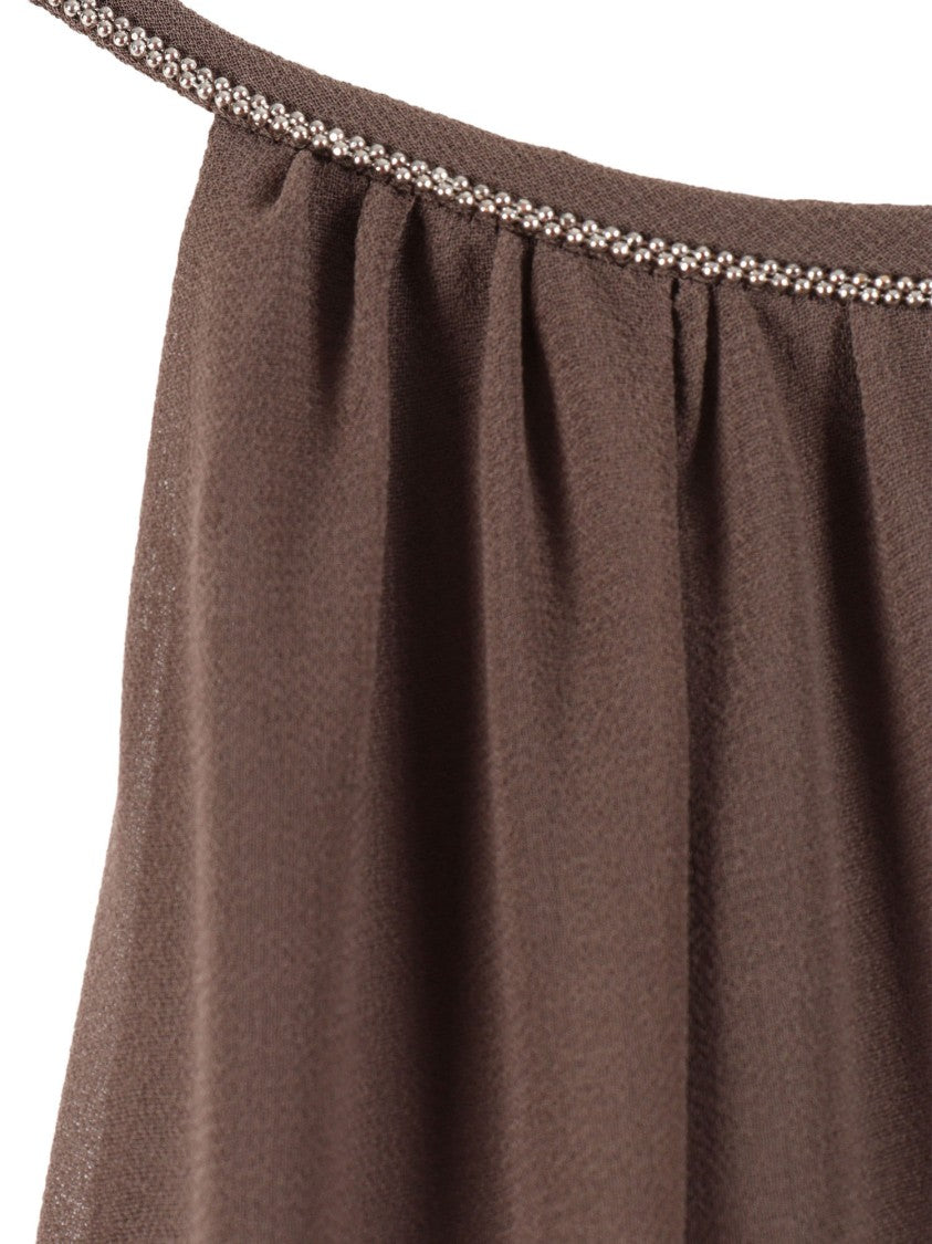 Peserico Polyester Halter Neckline Tiered Midi Dress