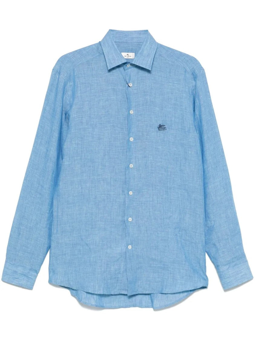 Etro Pegaso-Embroidered Linen Shirt