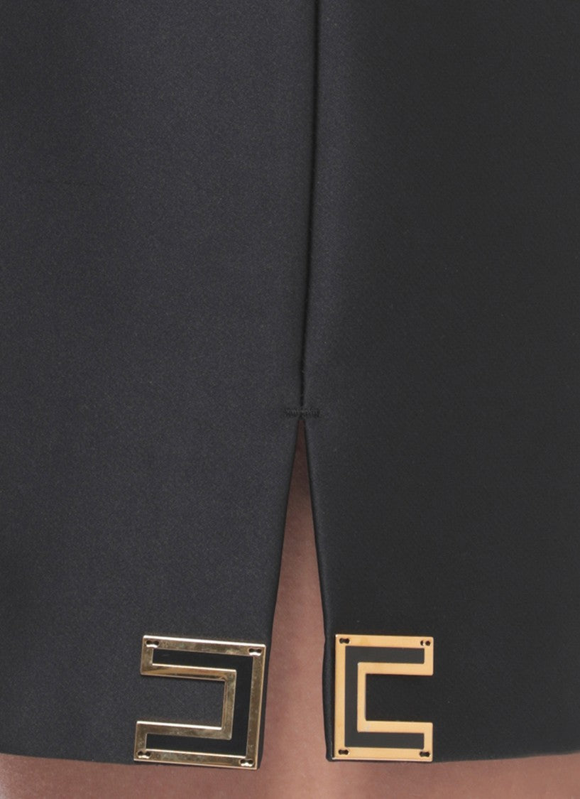 Elisabetta Franchi Sleeveless Black Mini Dress With Metallic Logo Detail