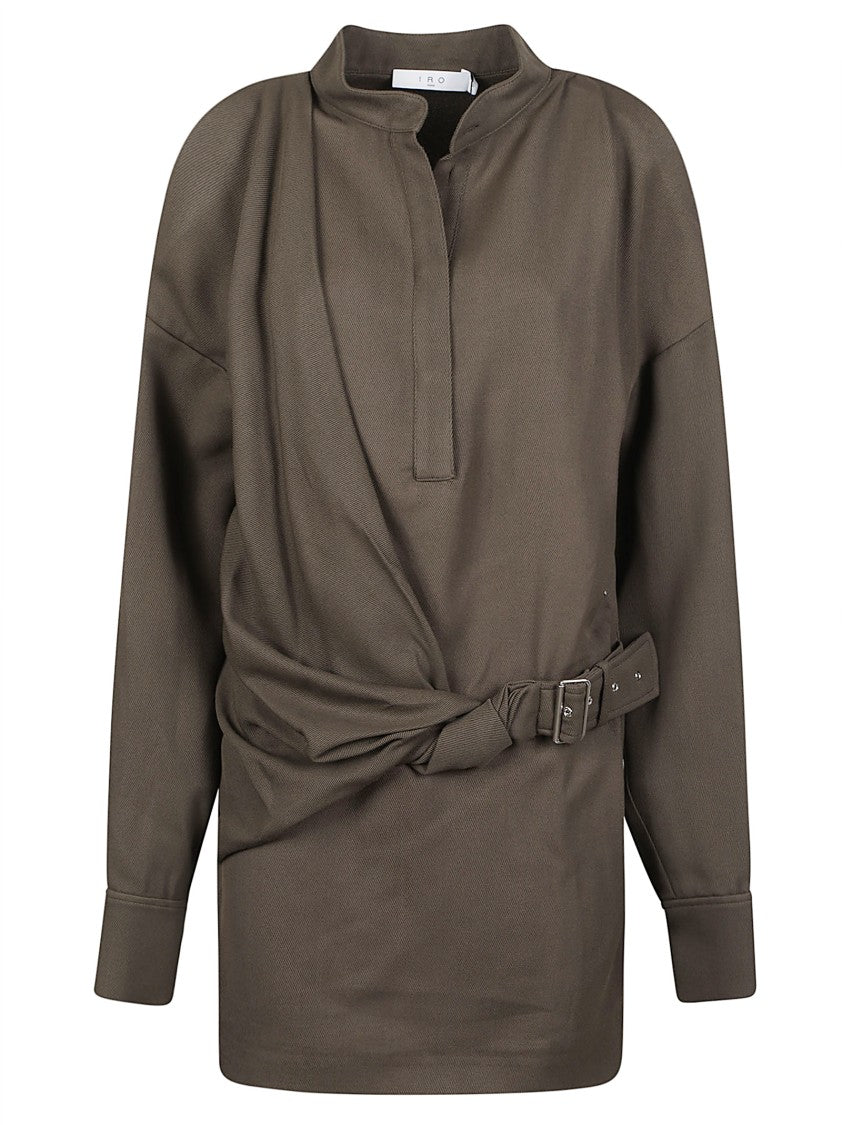 Iro Melva Viscose-Blend Wrap High Collar Day Dress