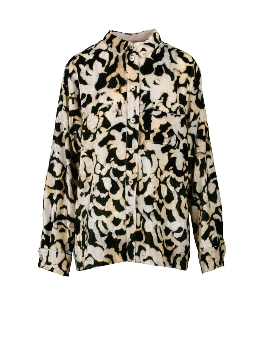 Forte Forte Beige/Green Velvet Shirt Viscose Polyester