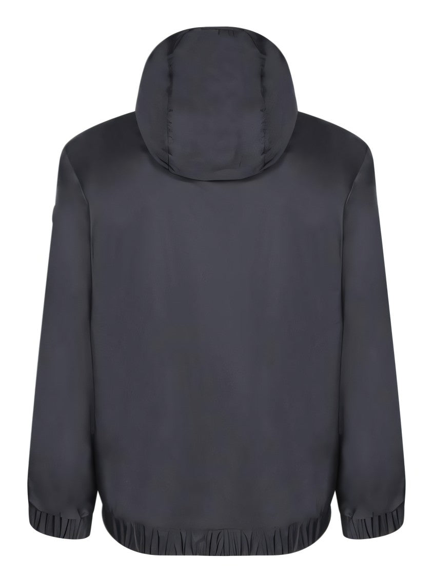 Moncler Black Jacket With Full Zip Closure And Hood