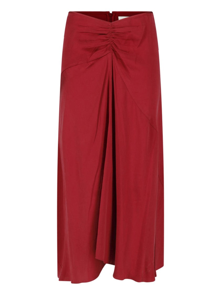 Isabel Marant Silk Midi Skirt With Gathered Waist Design