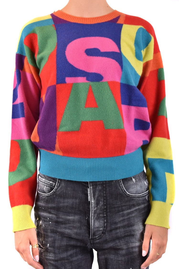 Dsquared2 Patchwork Knit Sweater With Contrasting Ribbed Details