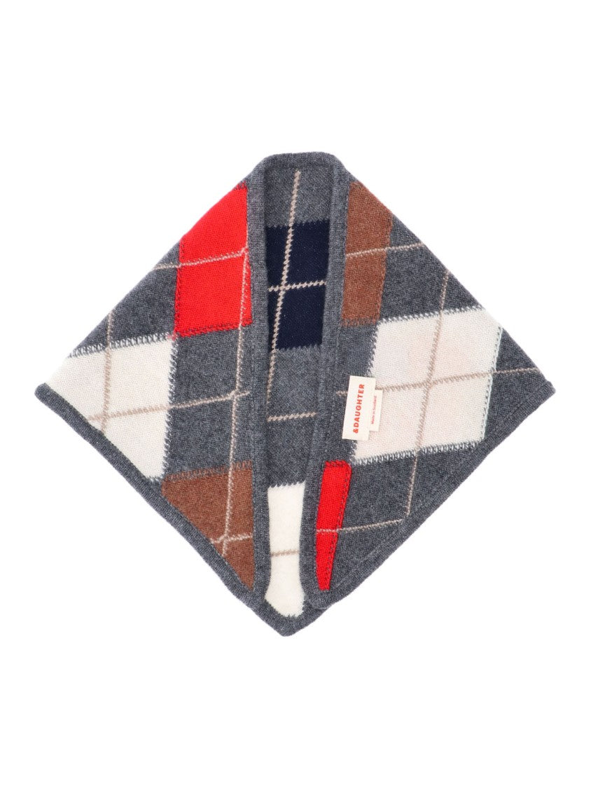 &Daughter Grey Red Argyle Pattern Scarf