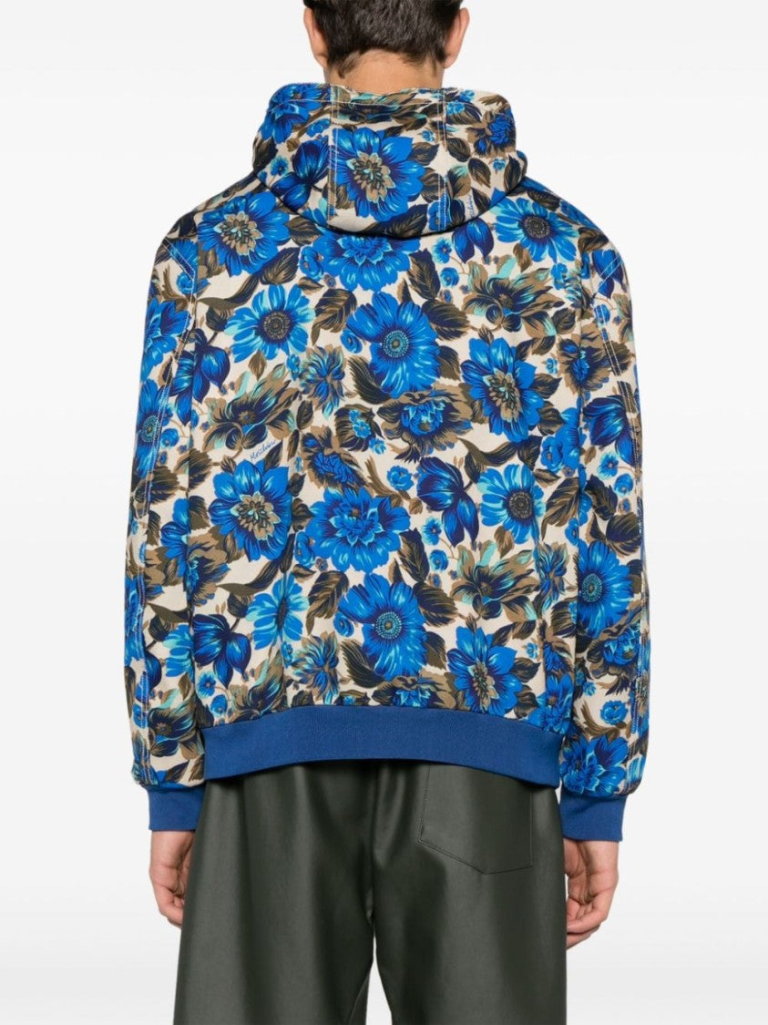 Moschino Cobalt Blue Floral Print Casual Jacket