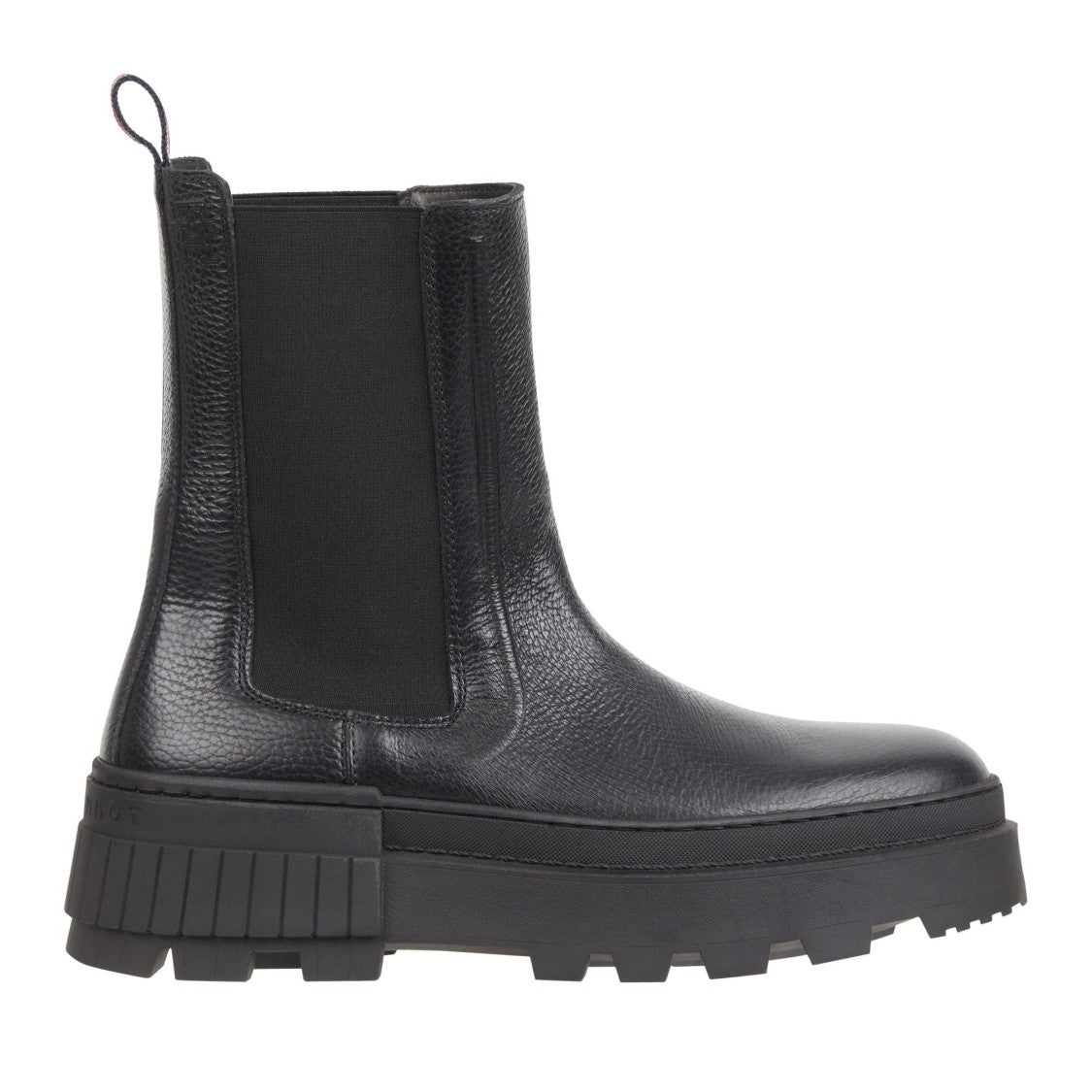 Tommy Hilfiger Black Leather Striped Chelsea Boots