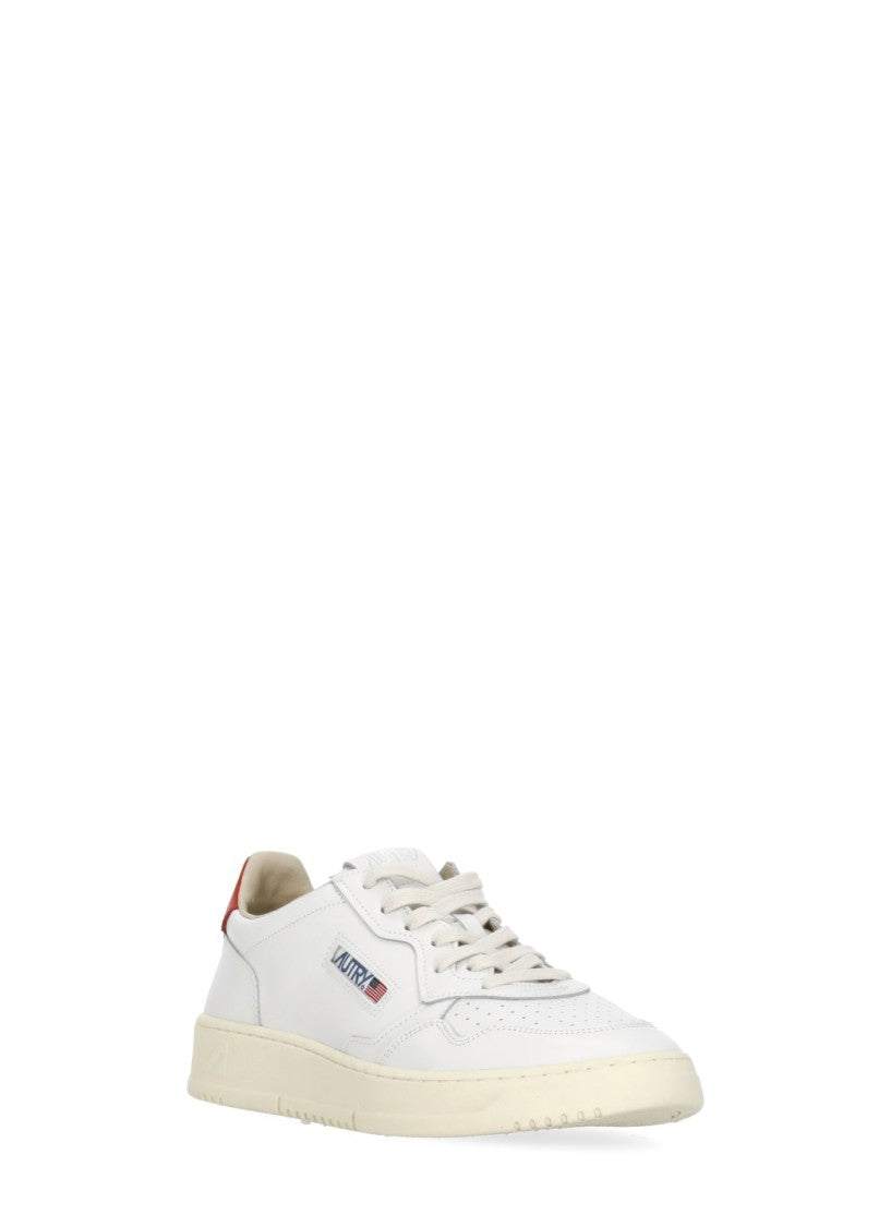 Autry White Medalist Low Red Heel Sneakers
