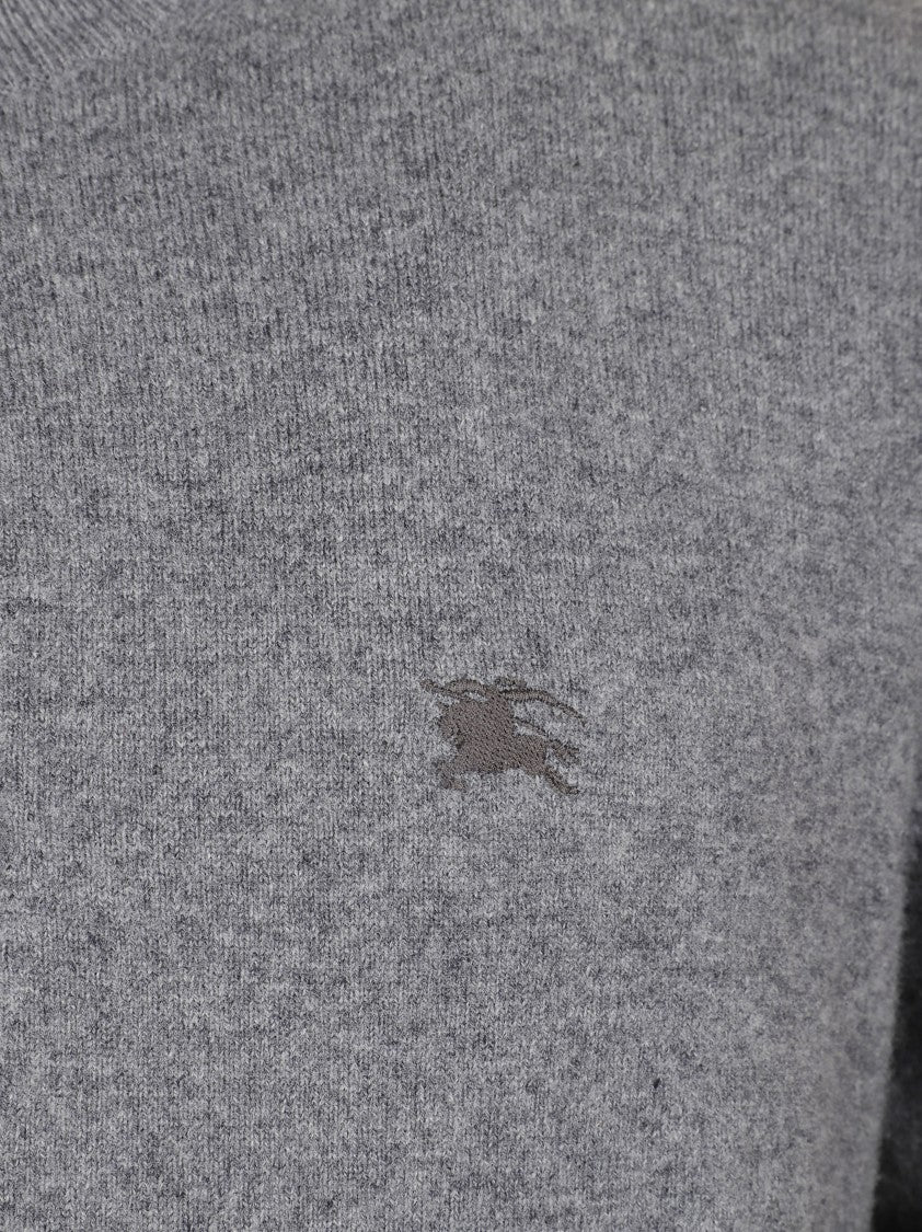 Burberry Half-Zip Knit Sweater With Ribbed Accents