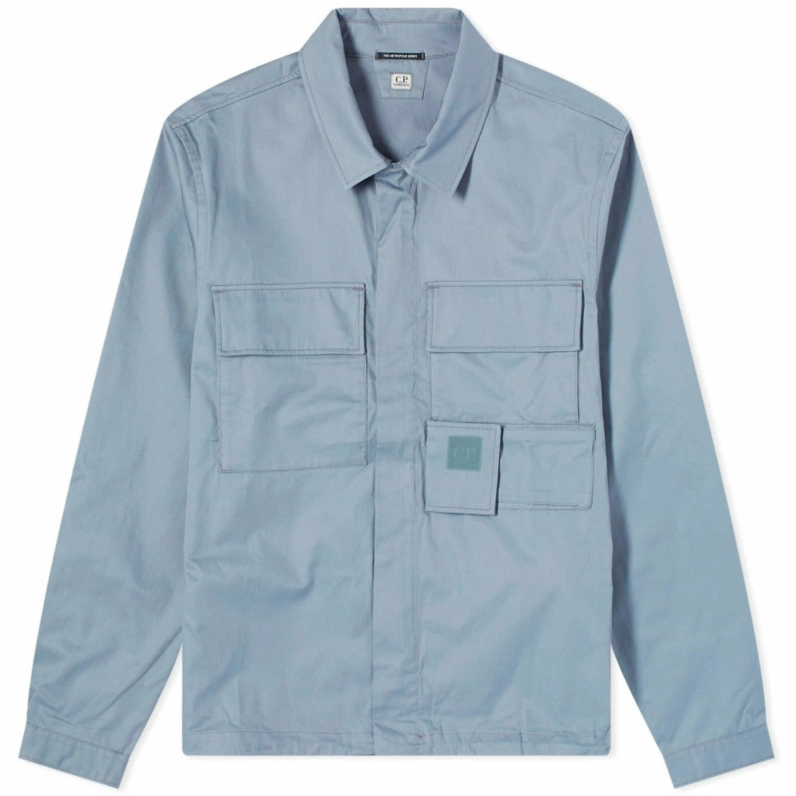 C.P. Company Light Blue Minimalist Jacket With Structured Collar And Flap Pockets