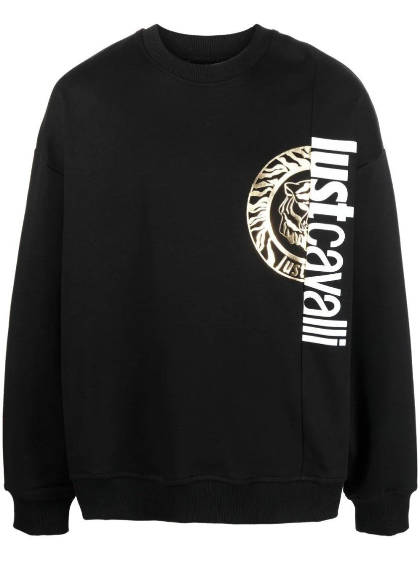 Just Cavalli Round Logo Sweatshirt With Bold Sleeve Text