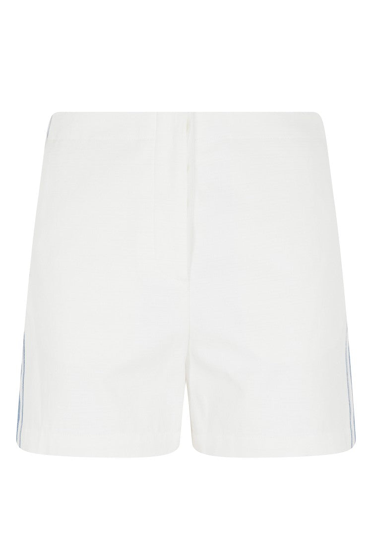 Low Classic White Striped Hidden-Placket Cotton-Blend Shorts