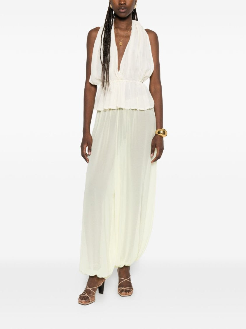 The Frankie Shop Black Billowy Wide-Leg Elastic Hem Trousers