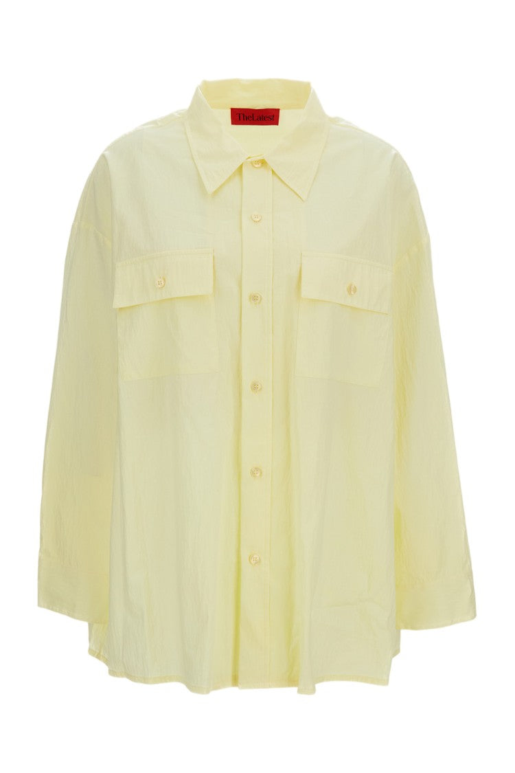 The Latest Lightweight Crinkled Cotton Blend Oversized Shirt