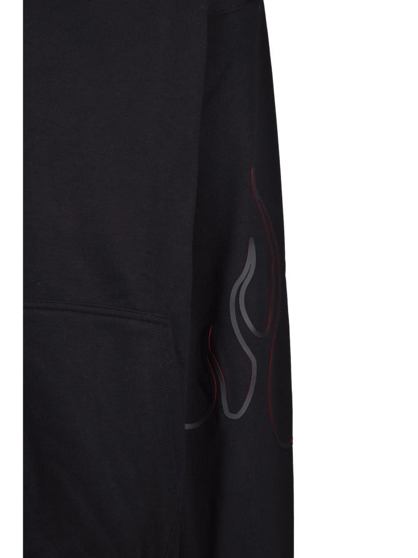 Vision Of Super Black Relaxed Fit Flame Graphic Cotton Hoodie