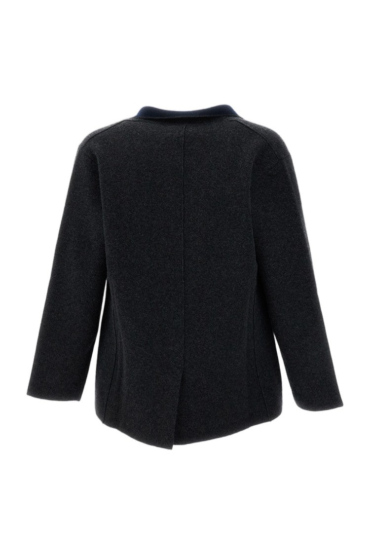 Alpe Piano Grey Convertible Collar Boiled Wool Blazer