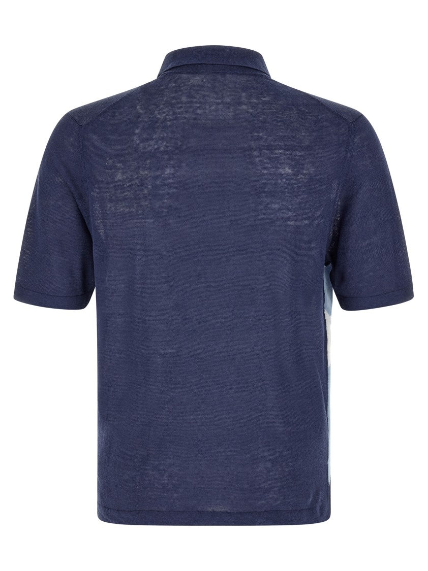 Ballantyne Argyle Patterned Polo Shirt In Premium Linen-Cotton Blend